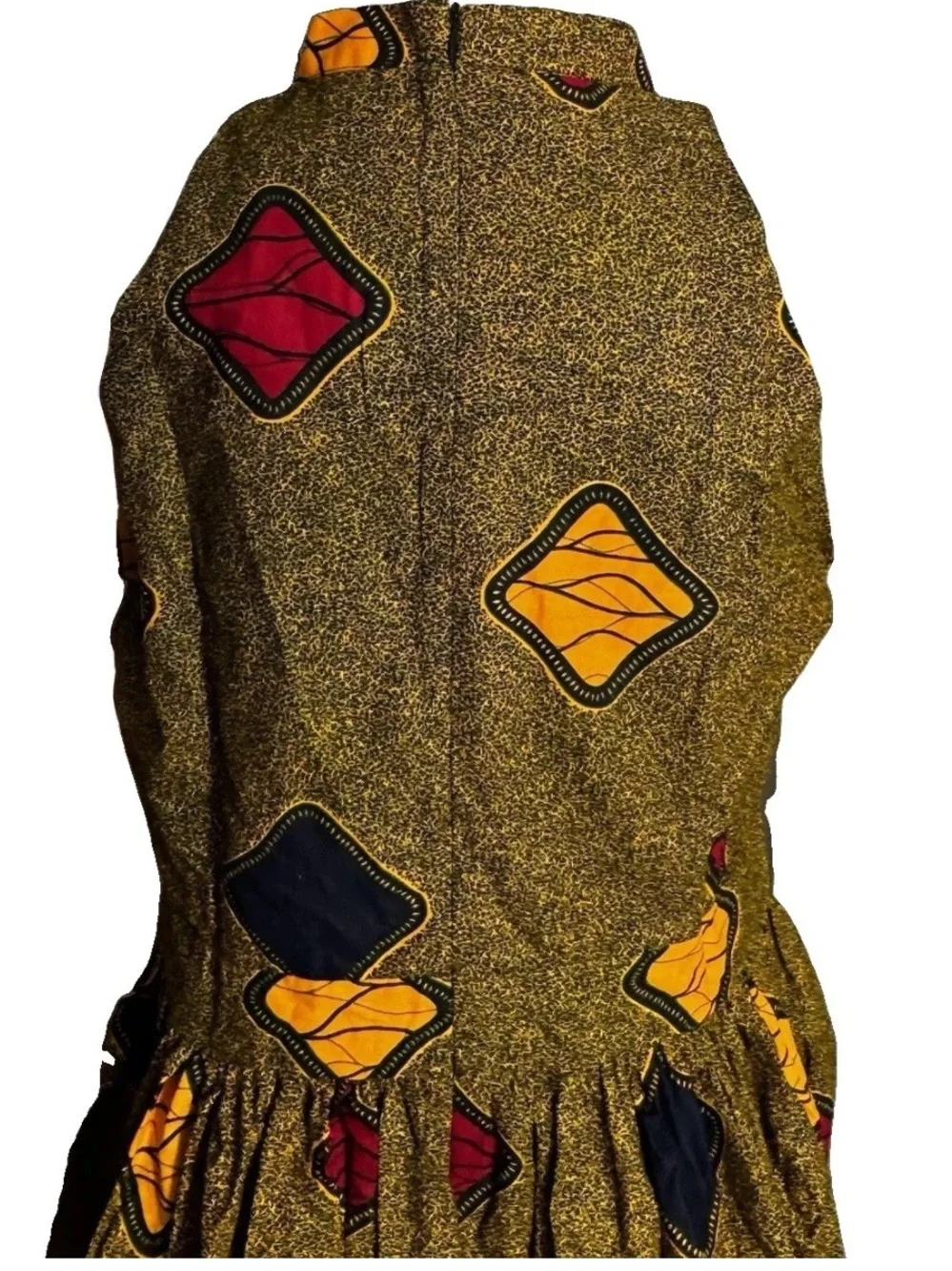 Afripride Ankara African Wax Maxi Dress Kaftan 3XL Gold High Neck Sleeveless New - Picture 4 of 10